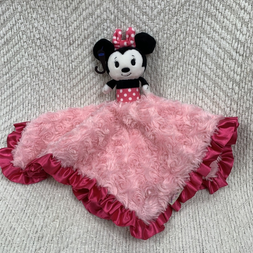 Minnie Mouse Disney Hallmark Itty Bittys‎ Lovey Plush Security Blanket Pink EUC